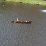 Finished canoe in Potter's Pond at Taft